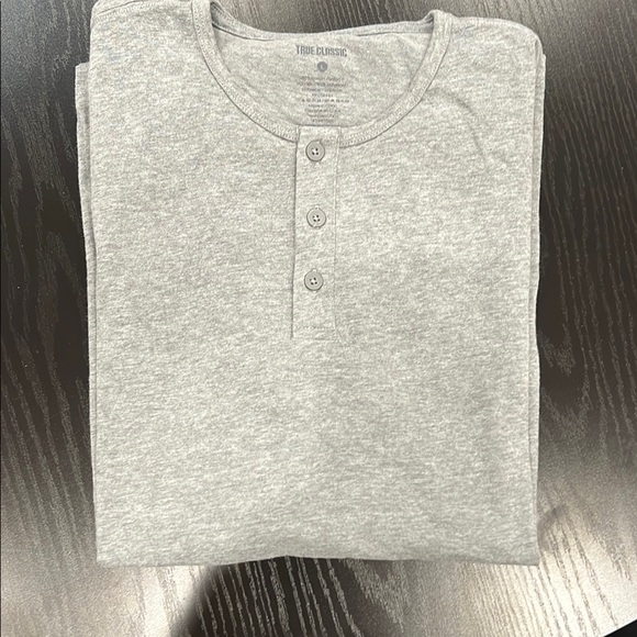 True Classic Gray Henley Shirt - Picture 3 of 3